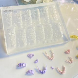 [hatheaven] Váy kem làm bánh Nơ Ruy băng 3D Khuôn Acrylic Trang trí móng tay nghệ thuật DIY Thiết kế móng tay Silicone Khuôn mẫu cho móng tay quyến rũ đẹp