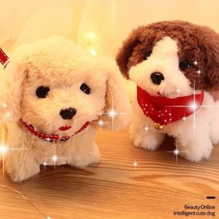 Đồ chơi chó con sang trọng Đi bộ Vỏ cây Wags Đuôi lông mềm thực tế Đồ chơi điện tương tác cho trẻ mới biết đi 1 +