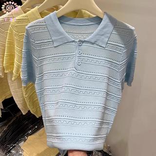 Y.X.I Hàn Quốc - Áo ngắn tay nữ mới, dệt kim đa năng, thời trang hàng ngày