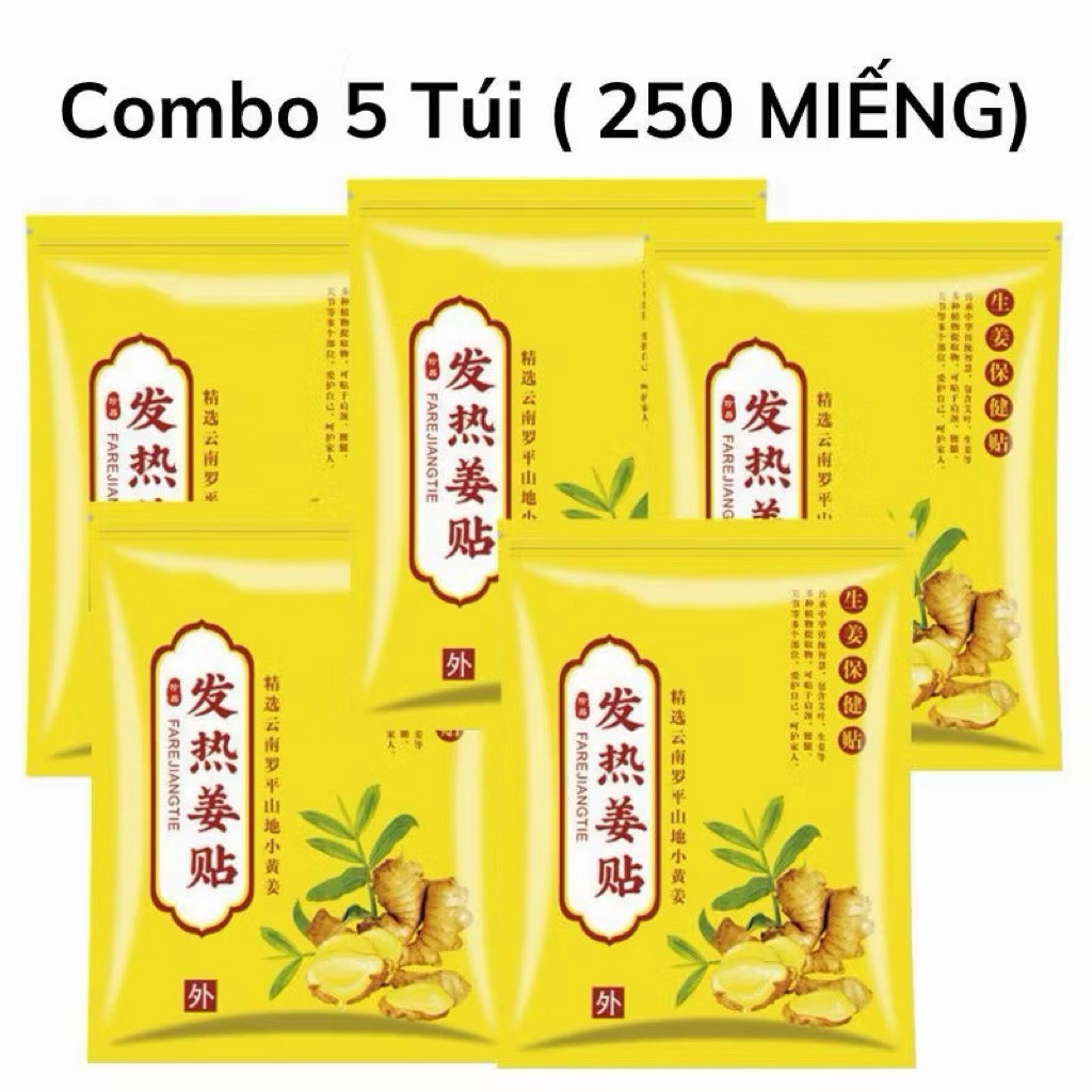 COMBO 3 Túi 150 miếng Cao dán gừng giảm đau mỏi xương khớp, tê bì tay chân