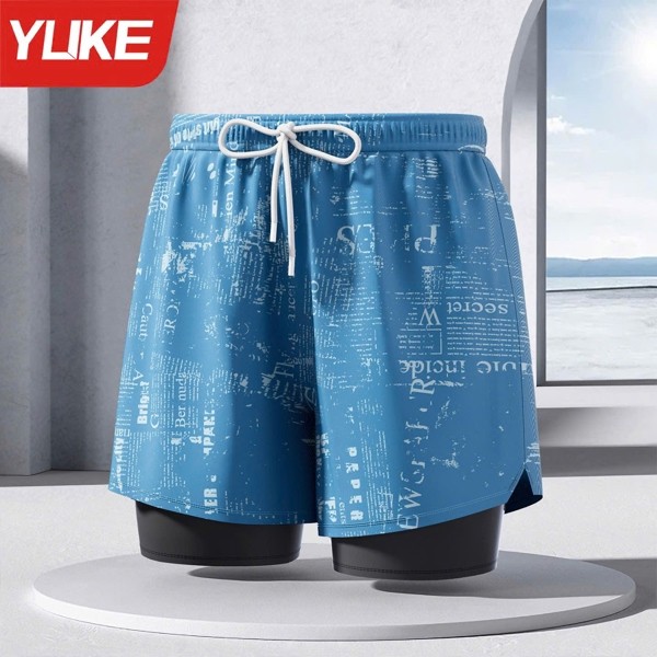 Quần Bơi YK7848 Nam 2 Lớp Cao Cấp Nhanh Khô Thoáng Khí, Quần Thể Thao, Tập Gym, Chạy Bộ