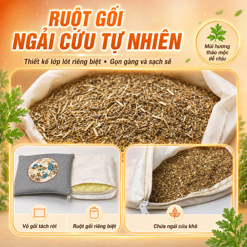 Gối Ngải Cứu Sưởi Điện Chính Hãng - Giảm Đau Cổ Vai Gáy, Thảo Dược Đông Y, Hỗ Trợ Ngủ Ngon & Tuần Hoàn Máu