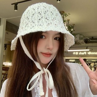 Mũ chống nắng OIWLSAX321, Mũ xô nữ thiết kế có thể gập lại màu trơn, phong cách Nhật Bản Họa tiết rỗng Dây chống gió mỏng đi biển Mũ Panama mùa hè Sử dụng cho nữ