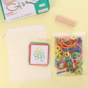 DARON Nhẫn Xếp Hình Montessori, Trò Chơi Thông Minh Gậy Và Nhẫn Gậy Gỗ Xếp Hình, Huấn Luyện Tư Duy Logic Giáo Dục Sáng Tạo Đồ Chơi Trò Chơi Bằng Gỗ Nhiều Màu Sắc Trẻ Em