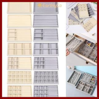 [Giao hàng từ Việt Nam] Hộp đựng đồ trang sức nhung EARTHLYCO, Khay trưng bày vòng cổ có thể xếp chồng lên nhau bằng nhung, Hộp ngăn kéo Khay sắp xếp Vòng cổ vòng tay