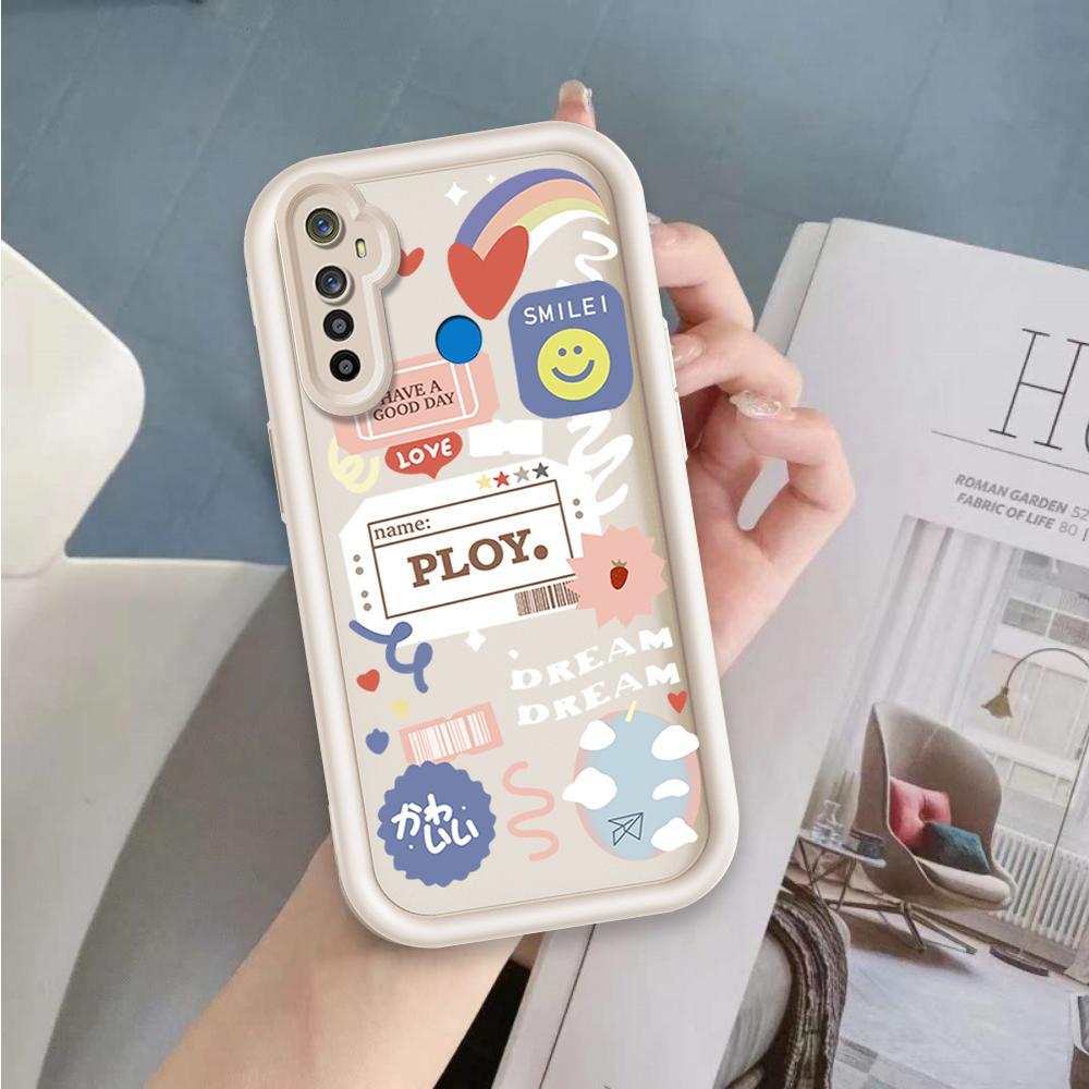 Ốp Lưng Cho Realme 5 5i 5S 6i Hoạt Hình Silicon Mềm Ốp lưng TPU Nhãn Nụ Cười Hoa Mắt Thiên Thần Ốp Lưng Chống Sốc