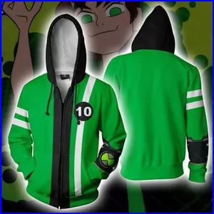 SQ3 Ben 10 Áo Khoác Áo Cho Nam Nữ Unisex Chui Đầu Tracksuit Anime Dài Tay Thường Ngày Rời Áo Thời Trang Tất Cả