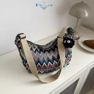 Túi đeo chéo cổ điển thời trang E-WOITD Túi Tote đeo vai đơn phong cách dân tộc mới E-WOITD