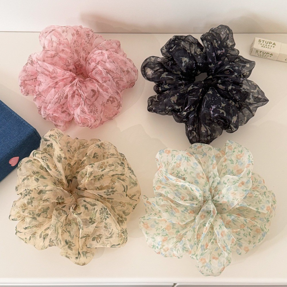 Hululu / Bầu Không Khí Pháp Cảm Thấy Kích Thước Lớn Organza Hoa Nhỏ Ruột Lớn Nhẹ Nhàng Dây Buộc Tóc Đuôi Ngựa Phụ Kiện Tóc
