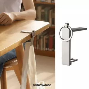 Móc treo bàn DONOVANQQ, Móc treo ba lô cạnh bàn Mini bằng hợp kim kẽm, Kẹp không khoan chịu lực mạnh Dễ dàng lắp đặt Giá đỡ ba lô bên bàn Sử dụng cho học sinh