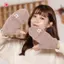 MJnmc Thu Đông Găng Tay Ấm Áp Flip Cover Ngón Găng Tay Mềm Mại Cô Gái Hoạt Hình Dễ Thương Nửa Ngón Dệt Kim Nhung Học Sinh Găng Tay Mới