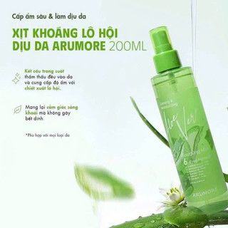 Xịt Khoáng ARUMORE Chiết Xuất Lô Hội Aloe Vera Cấp Ẩm Làm Dịu Da 200ML Sonbeauty.