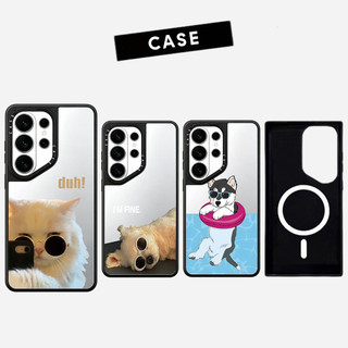 Kính Mát Từ Tính Gương Chó Mèo Cứng Phone Case Dành Cho Samsung Galaxy S26 25 24 23 UItra S26 25 24 23 Plus Vỏ Bảo Vệ Chống Sốc