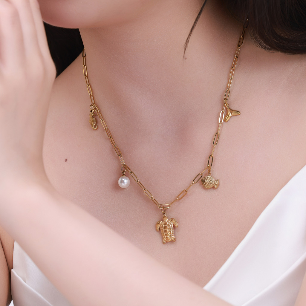 Dây chuyền nữ liền mặt mạ vàng cao cấp, thiết kế thiên nhiên Wild Grace phong cách Boho đi biển - DOJI