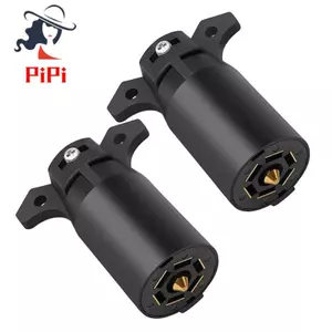 Phích cắm xe kéo 7 chiều (2 gói), Phích cắm thay thế dây kéo 12V 7 chân, Đầu nối đèn xe kéo kiểu RV tròn 7 điểm
