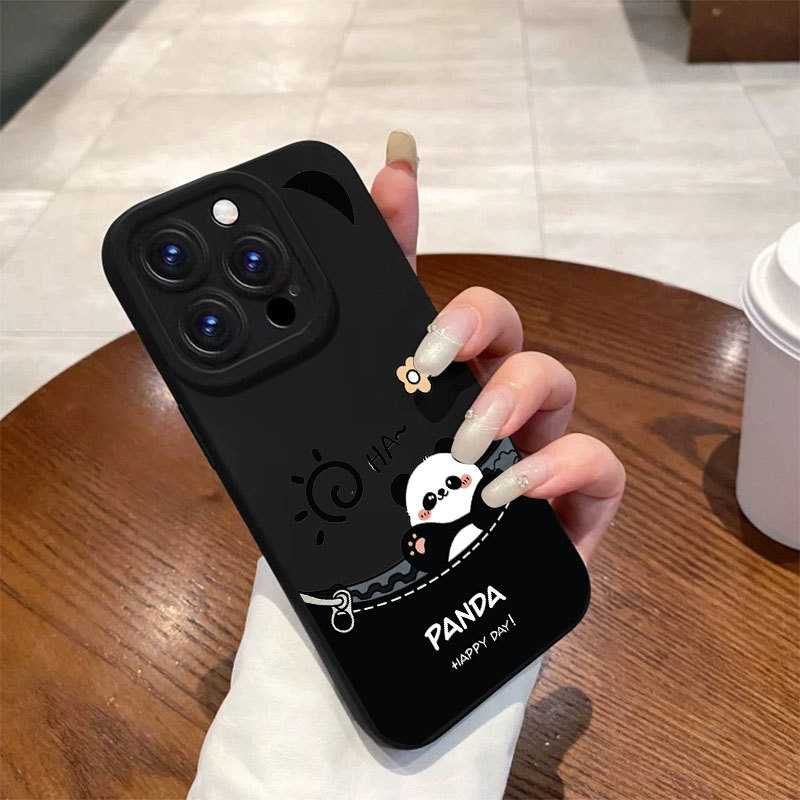 Ốp lưng iPhone Vỏ máy ảnh silicon họa tiết gấu trúc - iP 7/8/X/XS/XR/11/12/13/14/15/16/17/Plus/Air/Pro/Max
