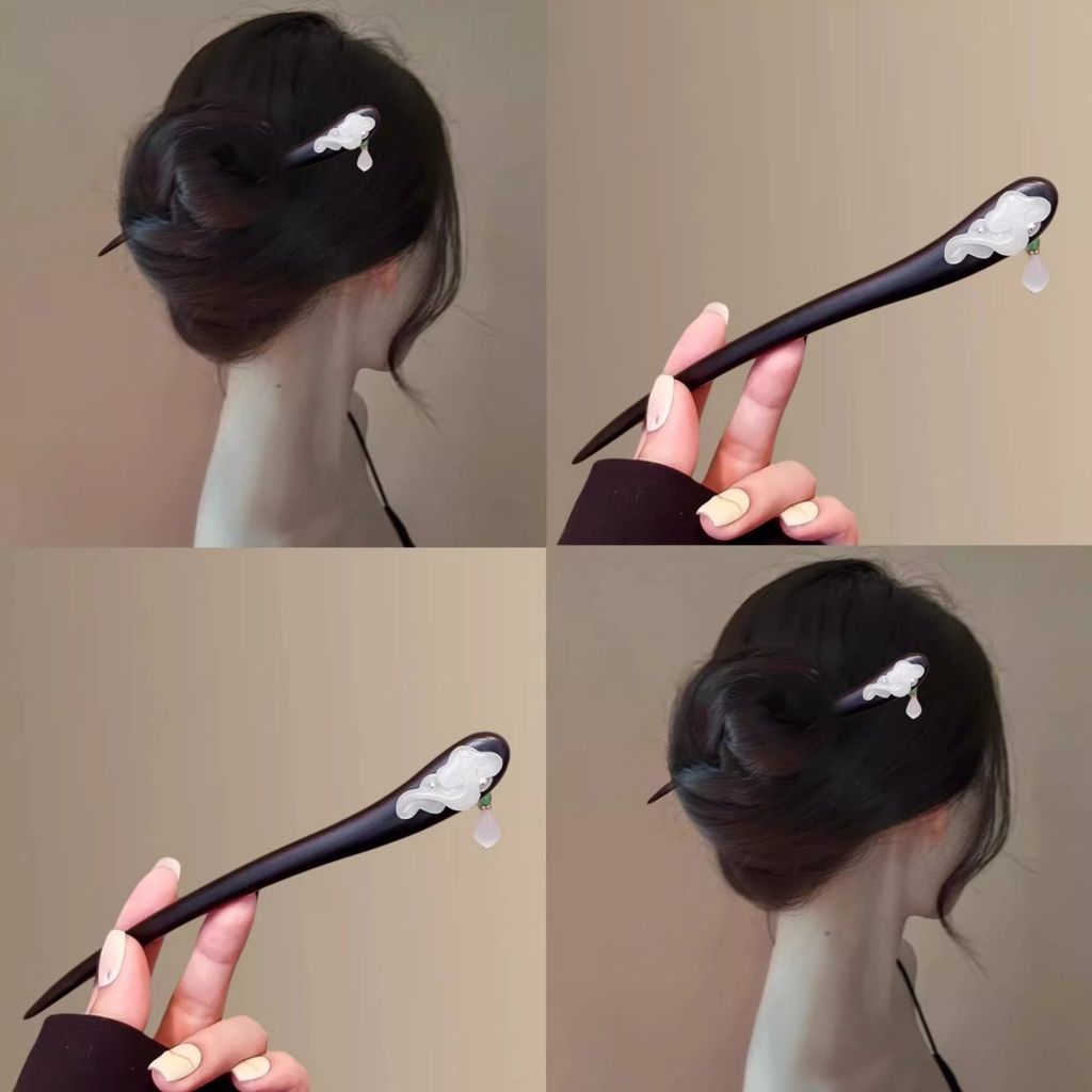 WHX [Ruyi Tốt lành] Kẹp tóc kiểu Trung Quốc mới Kẹp tóc Ebony! Kẹp tóc đơn giản hiện đại cao cấp cổ