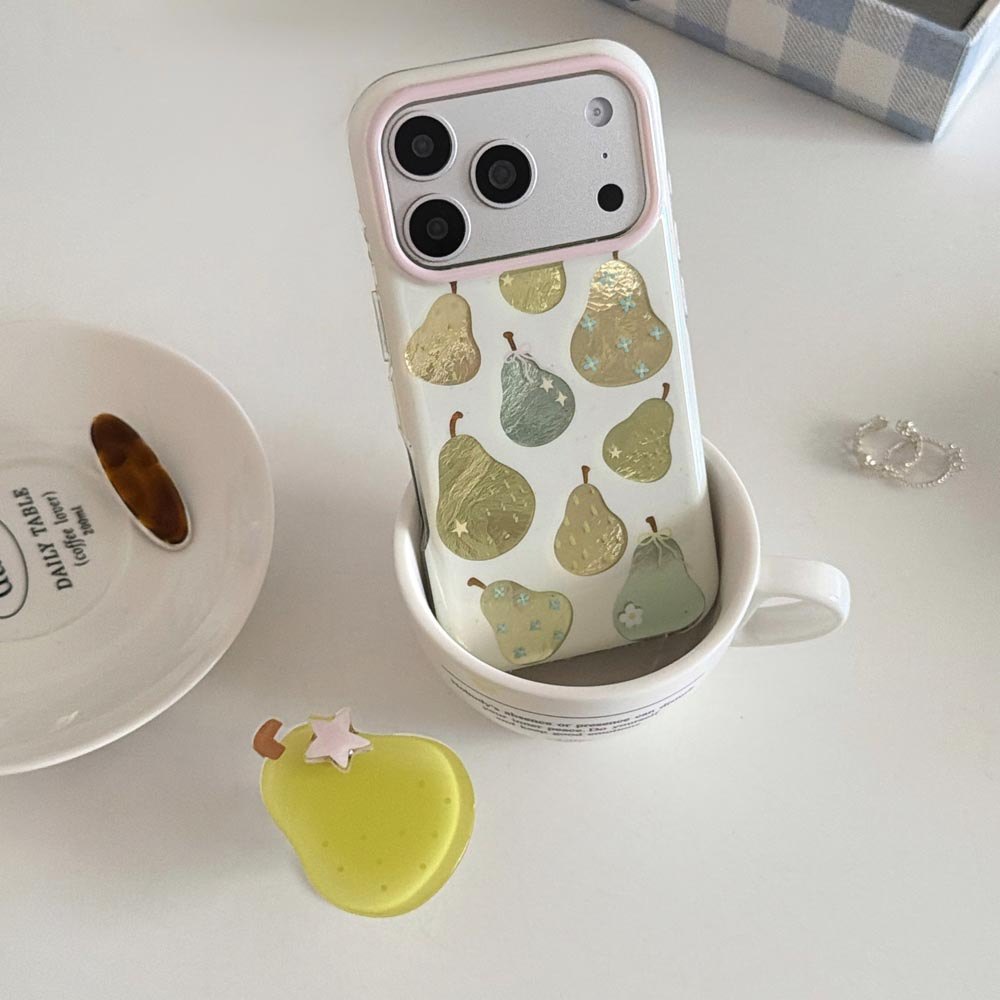 Ốp Lưng Cứng Tương Thích Với iPhone 13 14 14Pro 14ProMax 15 15Pro 15ProMax 16 16Pro 16ProMax 17 17Pro 17ProMax Ốp Họa Tiết Quả Lê Vàng Hoa Cúc