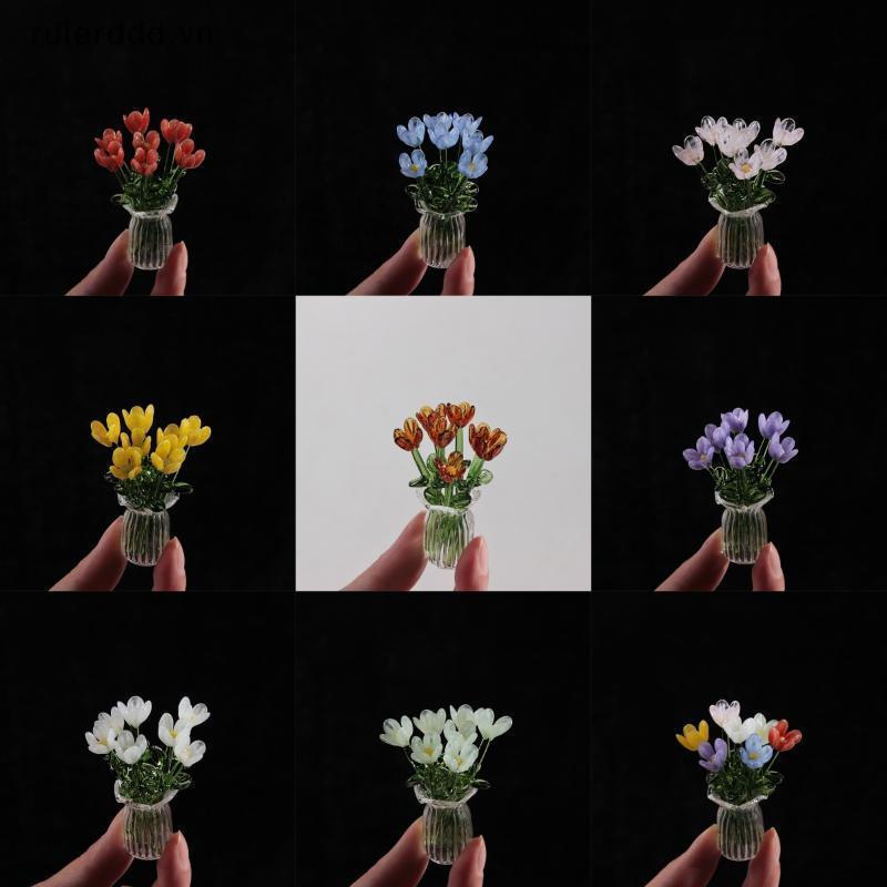 # ruierdd # Mô phỏng hoa thủy tinh thực tế 6 chiếc 7 chiếc Thân hoa nhân tạo để trang trí nhà và bàn tươi mát Quà tặng.