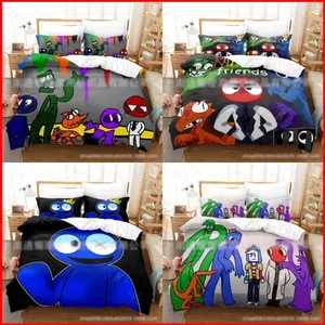 ST2 Rainbow Friends Roblox 3in1 Bộ chăn ga gối ga trải giường Vỏ chăn phòng ngủ có thể giặt được Bộ đồ thoải mái TS2