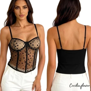Áo bể cá nữ màu chấm dễ thương không tay Slim Fit Camisoles