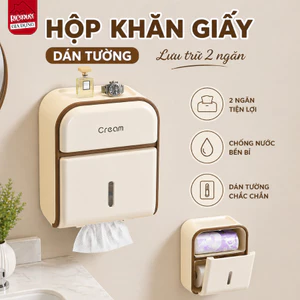 Hộp Giấy Vệ Sinh HomeMate Treo Tường 2 Ngăn, Kệ Đựng Giấy Đa Năng Chống Nước Chất Liệu PP Cao Cấp