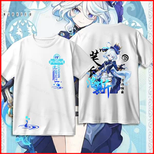YB1 Genshin Tác Động Furina Áo Thun Anime Unisex Tee Cosplay Focalors Áo Sơ Mi Đồ Họa Tay Ngắn Hàng Đầu Thường Ngày Plus Kích Thước BY1