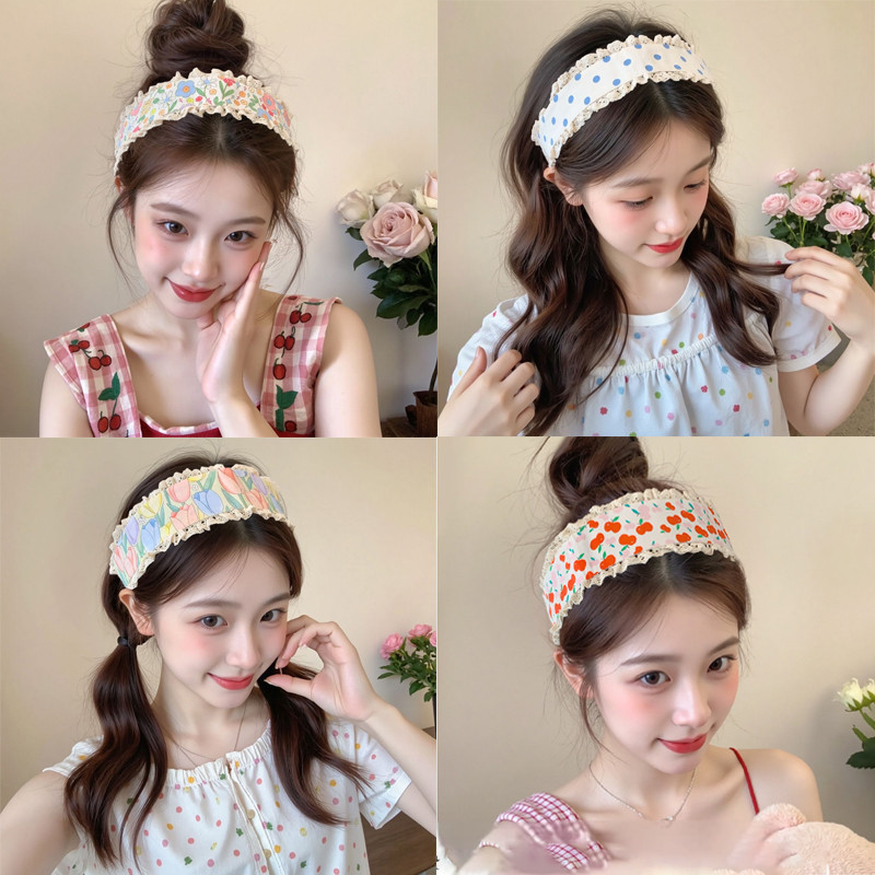 Magic Paste Headband Hàn Quốc Ren Nơ Dính Dán Velcro Băng Đô Phụ Kiện Tóc