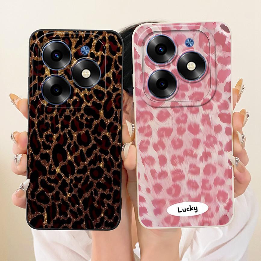 Dành Cho Infinix Hot 40i Hot40i X6528B Ốp lưng Hoa Thạch Bướm Da Báo In Nơ Họa Tiết Vỏ Silicon Mềm Ốp Lưng