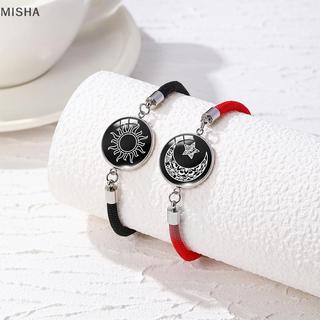 Misa 2 Cái / bộ Dạ Quang Cặp Đôi Mặt Trời Mặt Trăng Vòng Tay Dành Cho Nữ Có Thể Điều Chỉnh Dây Dệt Quyến Rũ Tình Bạn Bạn Gái Dự Tiệc Trang Sức Quà Tặng Đẹp