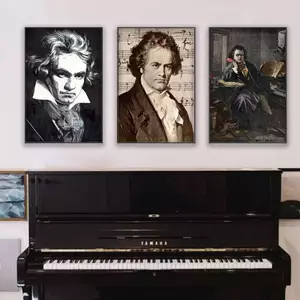 Beethoven Nhạc Sĩ Cổ Điển Nổi Tiếng Tranh Vải Chống Thấm Nước Không Khung, Trang Trí Nghệ Thuật Treo Tường Cho Cửa Hàng Âm Nhạc Phòng Piano Nghệ Thuật Đào Tạo Trường Học Lớp Học
