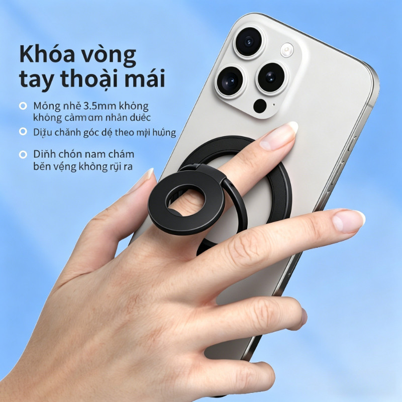 Giá đỡ điện Thoại Từ Tính Hai Mặt, Nhẫn Xoay 360°, Gấp đứng, Hợp Kim Chắc Chắn, Lực Hút Mạnh, đa Năng, Nhiều Màu Sắc