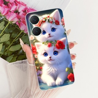 Vỏ Hoạt Hình Mèo Dễ Thương Cho Vivo Y03 Y03T Y18 Y18i Y18e Y28s Y37 Y37M V2414 V2332 Vỏ Điện Thoại Silicon Mềm Trong Suốt TPU Bảo Vệ