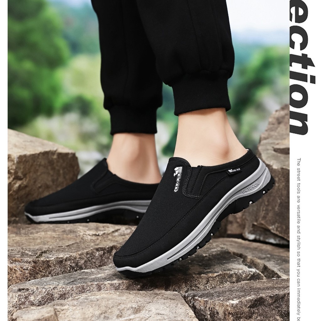 🇻🇳 Giay De Bang Nam Nua Got Canh Nong Slip On Thoang Khi Sieu Nhe Phoi Mau Nghi Mat