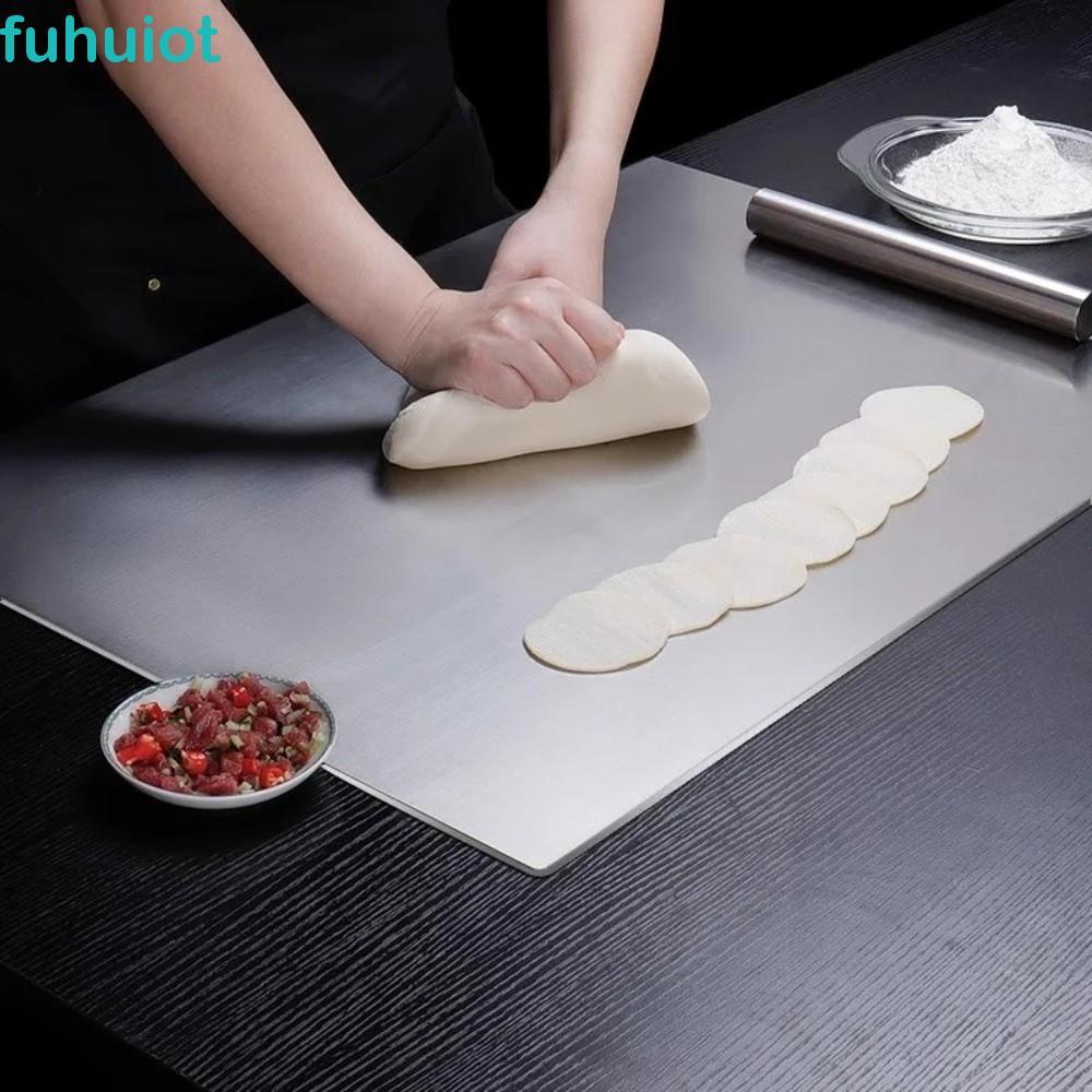 Thớt inox dày FUHUIOT hai mặt, cạnh chống trơn, tiện chuẩn bị bánh ngọt và trái cây