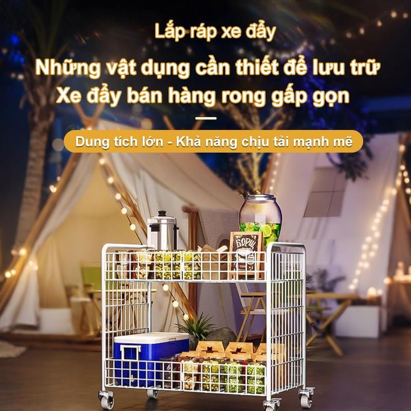 Xe đẩy spa Thép Carbon không cần cài đặt kệ để đồ Xe đẩy gấp gọn khả năng chịu tải mạnh mẽ