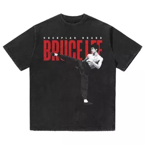 Áo thun tay ngắn cotton nguyên chất retro với thiết kế hình in Bruce Lee và ngôi sao hành động - Phù hợp cho cả nam và nữ vào mùa hè