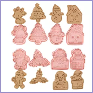 Giáng Sinh Nhỏ Cắt Bánh Quy 8 Miếng Fudge Press Shapes Khuôn Cắt Bánh Ngọt Có Thể Bấm Cho Gia Đình Làm Bánh Cha Mẹ mueadsyvn