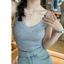 Top ren gợi cảm có dây đeo cho nữ, chất liệu nylon và spandex, phù hợp thời trang xuân hè