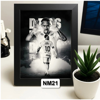 Tranh Poster Để Bàn Cầu Thủ Bóng Đá Neymar tráng gương đóng khung