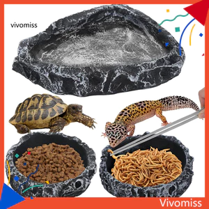 Bát đựng thức ăn bằng nước giống như đá thực tế cho rồng râu thằn lằn Ếch tắc kè – Bát góc Terrarium bền để dễ dàng cho ăn và dưỡng ẩm chất lượng cao