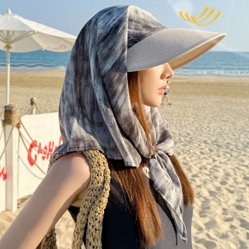 Mũ trùm đầu SENRTY Mũ bóng chày, Mũ chống nắng mùa hè in họa tiết phong cách Hàn Quốc, Khăn quàng cổ rộng vành nhẹ Khăn quàng cổ Bảo vệ cổ Mũ bóng chày đường phố