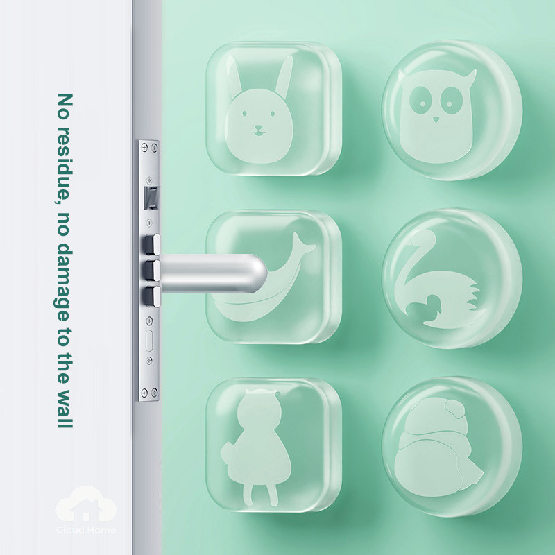 Miếng đệm silicon trong suốt chống va chạm cho tay nắm cửa tủ lạnh, miếng dán tường.