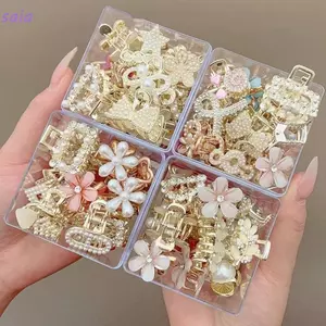 Kẹp Tóc Mini Retro Hợp Kim, Họa Tiết Kim Cương Giả