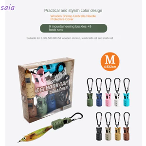 Dụng cụ mực jig 9 bộ, có carabiner bảo vệ mồi câu, đựng webfoot và bạch tuộc egis móc