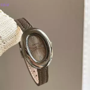 Đồng hồ đeo tay dây da SAIA, Đồng hồ thạch anh nữ sang trọng hình quả trứng ngỗng thông thường, Dây đeo bằng da mềm thời trang Đồng hồ đeo tay nữ bền Quà tặng học sinh