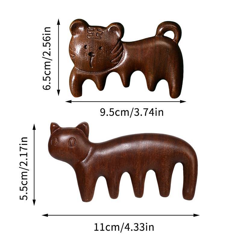 Springevenstar 1 Chiếc Boutique Tay Khắc Gỗ Đàn Hương Thủ Công Lược Cho Tóc Hổ / Mèo Massage Lược Chải Tóc Dụng Cụ Tạo Kiểu Quà Tặng Cho Khỏe Mạnh Springevenstar
