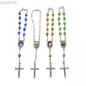 KIKIN Mân Côi Hạt Chữ Thập Dành Cho Dây Chuyền & Vòng Tay, 4 Màu, Phù Hợp Thiếu Niên Nữ