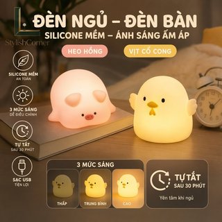 Đèn ngủ có thể sạc lại USB dễ thương Đèn cảm ứng silicon 3 hẹn giờ độ sáng Phòng ngủ Ký túc xá trẻ em