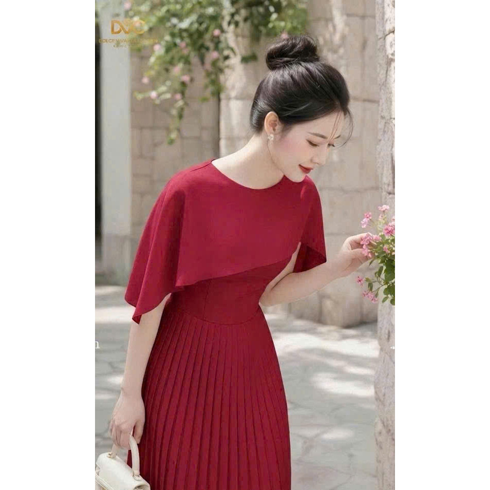 ĐẦM QUÝ BÀ THIẾT KẾ SANG TRỌNG, THANH LỊCH, CHÂN VÁY XẾP LY NHIỀU TẦNG NHẸ NHÀNG PHỐI VOAN VAI (NEW) HIYU 66 STORE